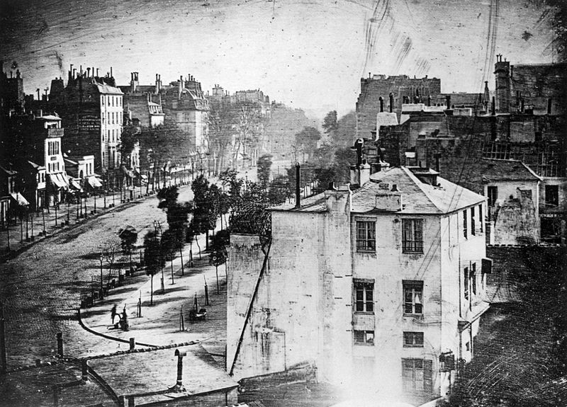 Boulevard du Temple by Daguerre first photograph of a human